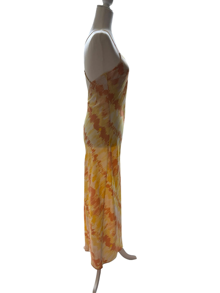 Forever 21 Women’s Yellow/Orange Tie Dye Slip Adjustable  Maxi Dress, Size M