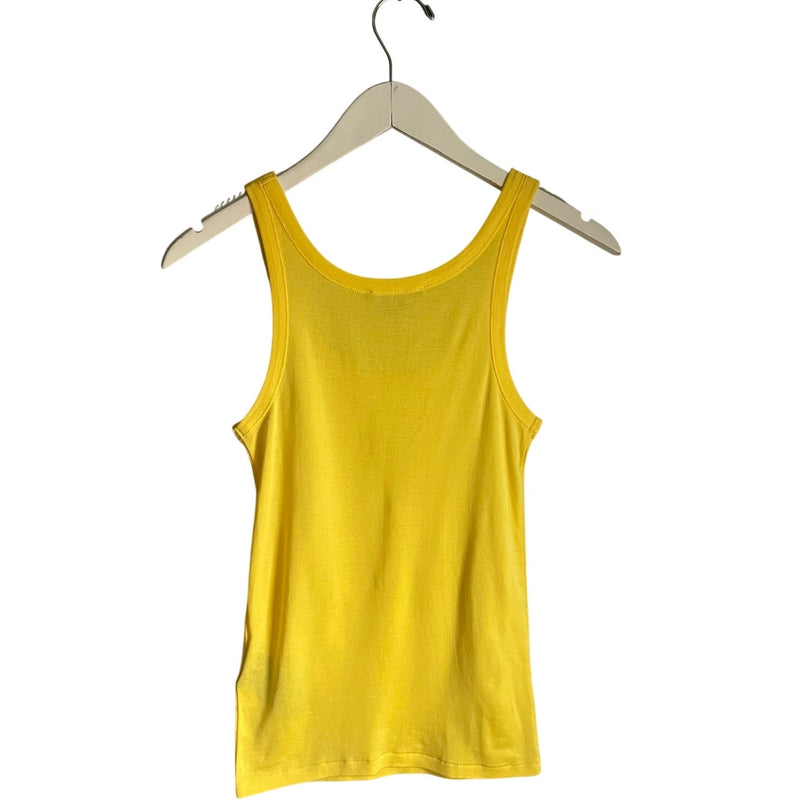 Ralph Lauren Bright Yellow Tank Top 100% Mercerized Cotton Spring Basic Preppy size Small Sunshine Yellow Rave Coconut Girl