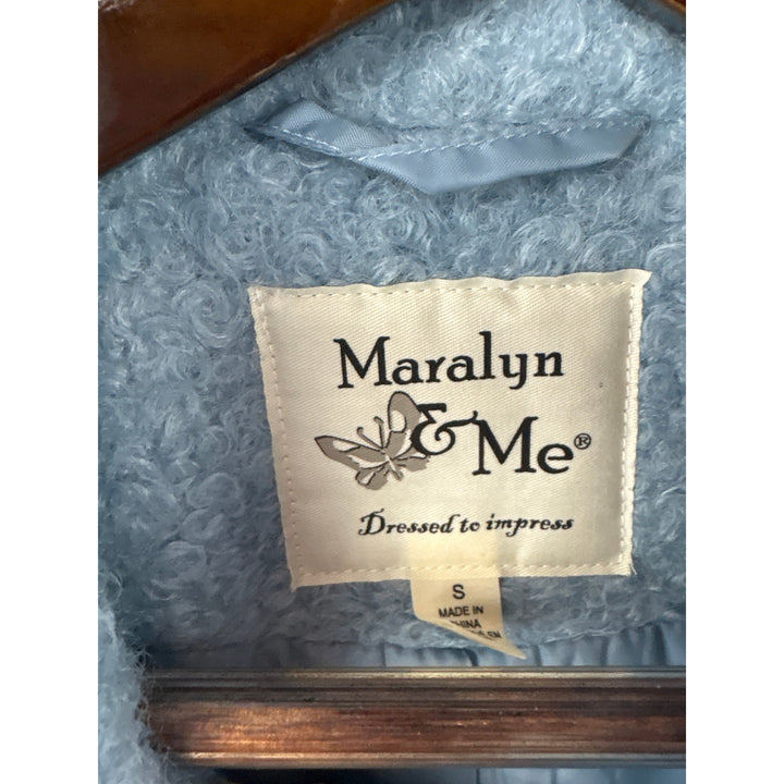 Women’s Maralyn & Me Small Light Blue Fuzzy Peacoat