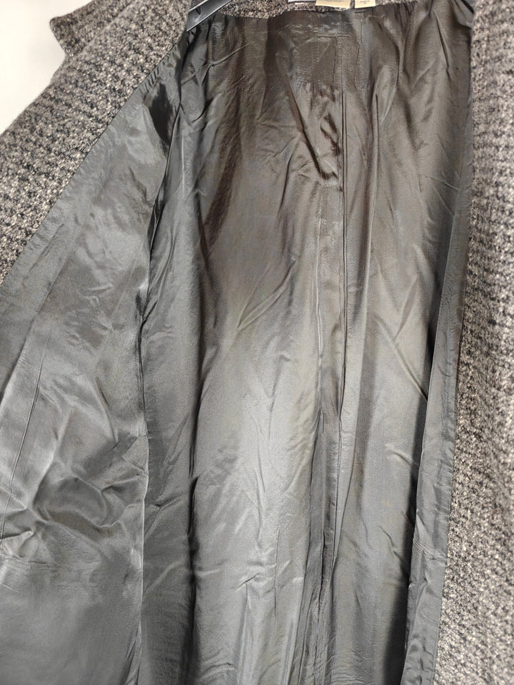 Womens Larry Levine Hooded Wool Blend Long Coat Gray Size Large