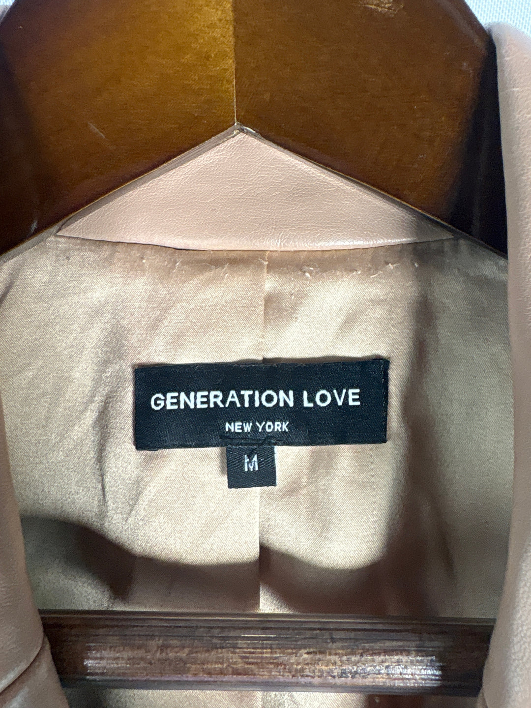 Women Brown Generation Love Faux Leather Double Breasted Blazer