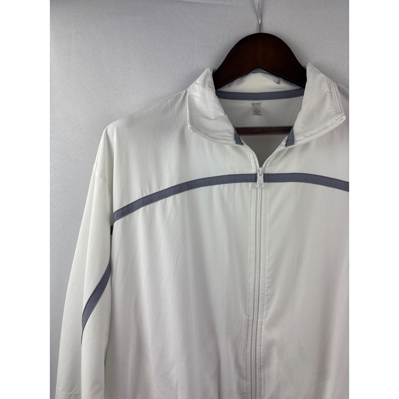 Women’s Beyond Yoga Small White Windbreaker w/ Grey Stripe