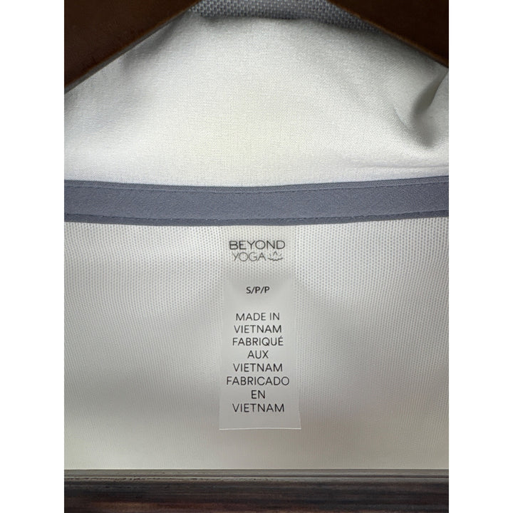 Women’s Beyond Yoga Small White Windbreaker w/ Grey Stripe