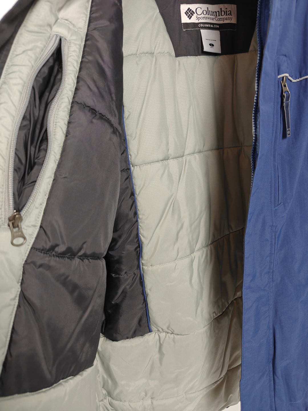 Mens Columbia Waterproof Insulated Winter Jacket Blue Black Large