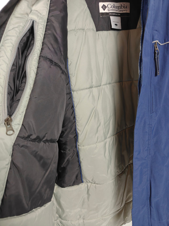 Mens Columbia Waterproof Insulated Winter Jacket Blue Black Large