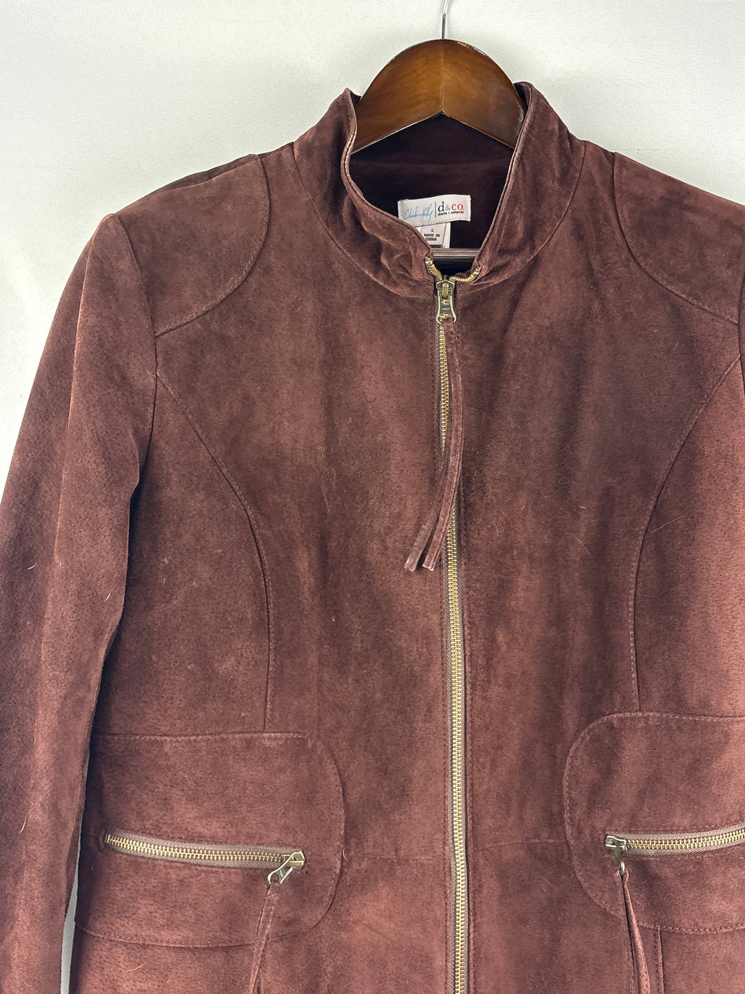 Women’s D&amp;Co Large Chocolate Brown Suede Jacket