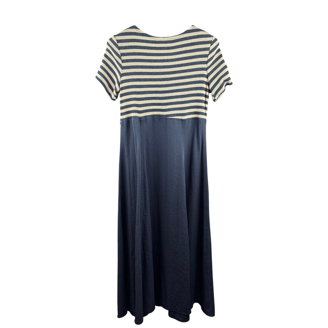 Women’s Jeffrey & Dara Size 16 Navy w/ Cream Stripes Button Up Dress