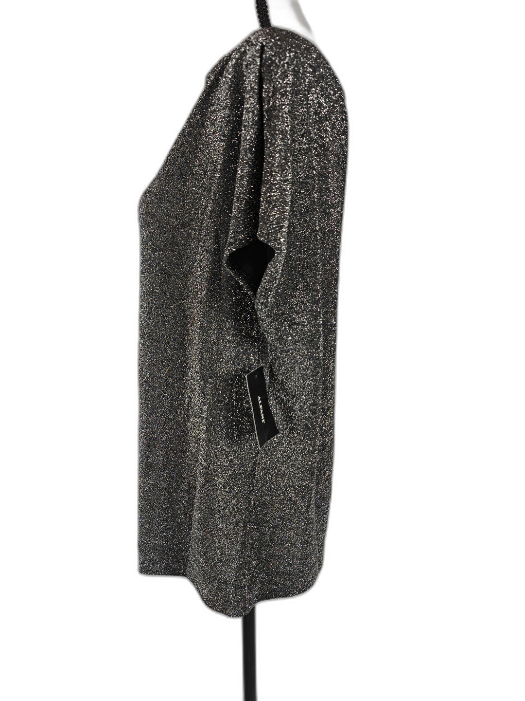 Women Alfani Metallic Asymmetrical Top Black Silver XL
