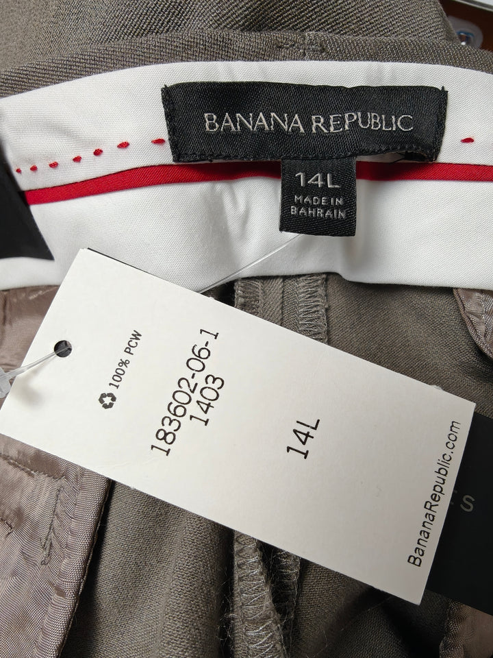 Womens Banana Republic Sloan Taupe Dress Pants Size 14 Long Nwt
