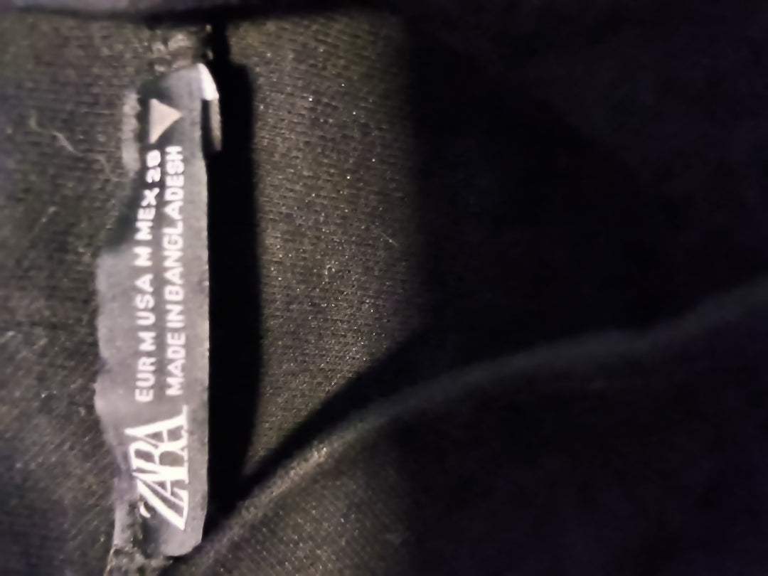 Zara Mock Neck Short Sleeve Top in black. Size M