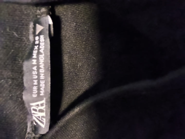 Zara Mock Neck Short Sleeve Top in black. Size M