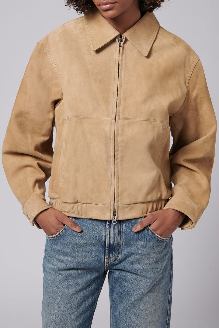 Unisex Dunst Small Latte Brown Suede Blouson Jacket