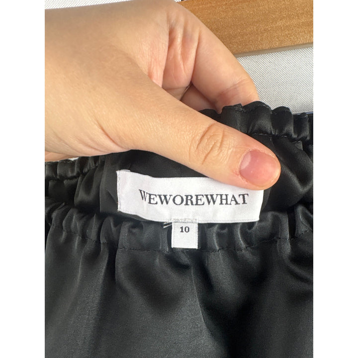 Women’s WHATWEWORE Size 10 Black Satin Mini Bubble Skirt