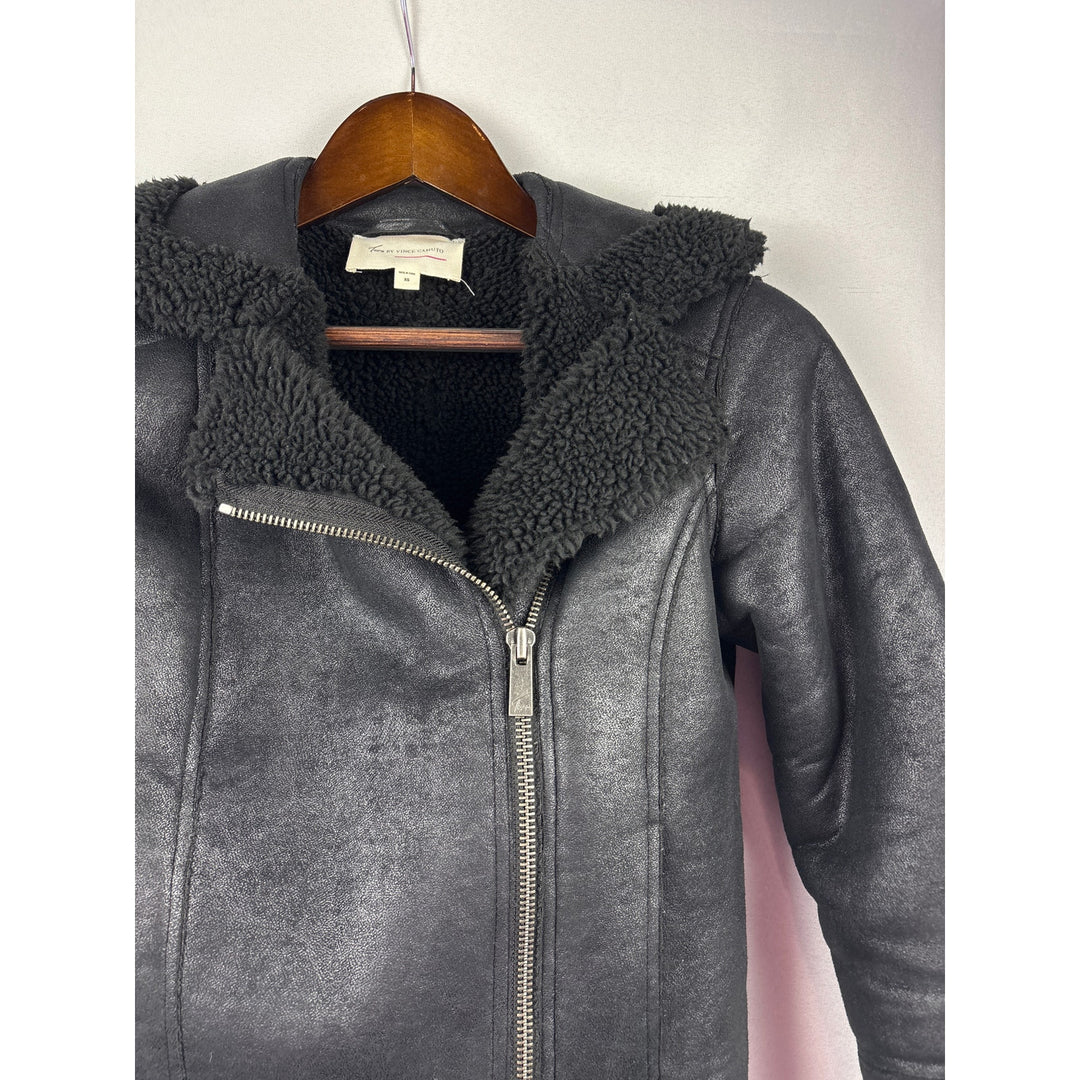 Women’s Two by Vince Camuto XS Black Suede Fur Lined Coat