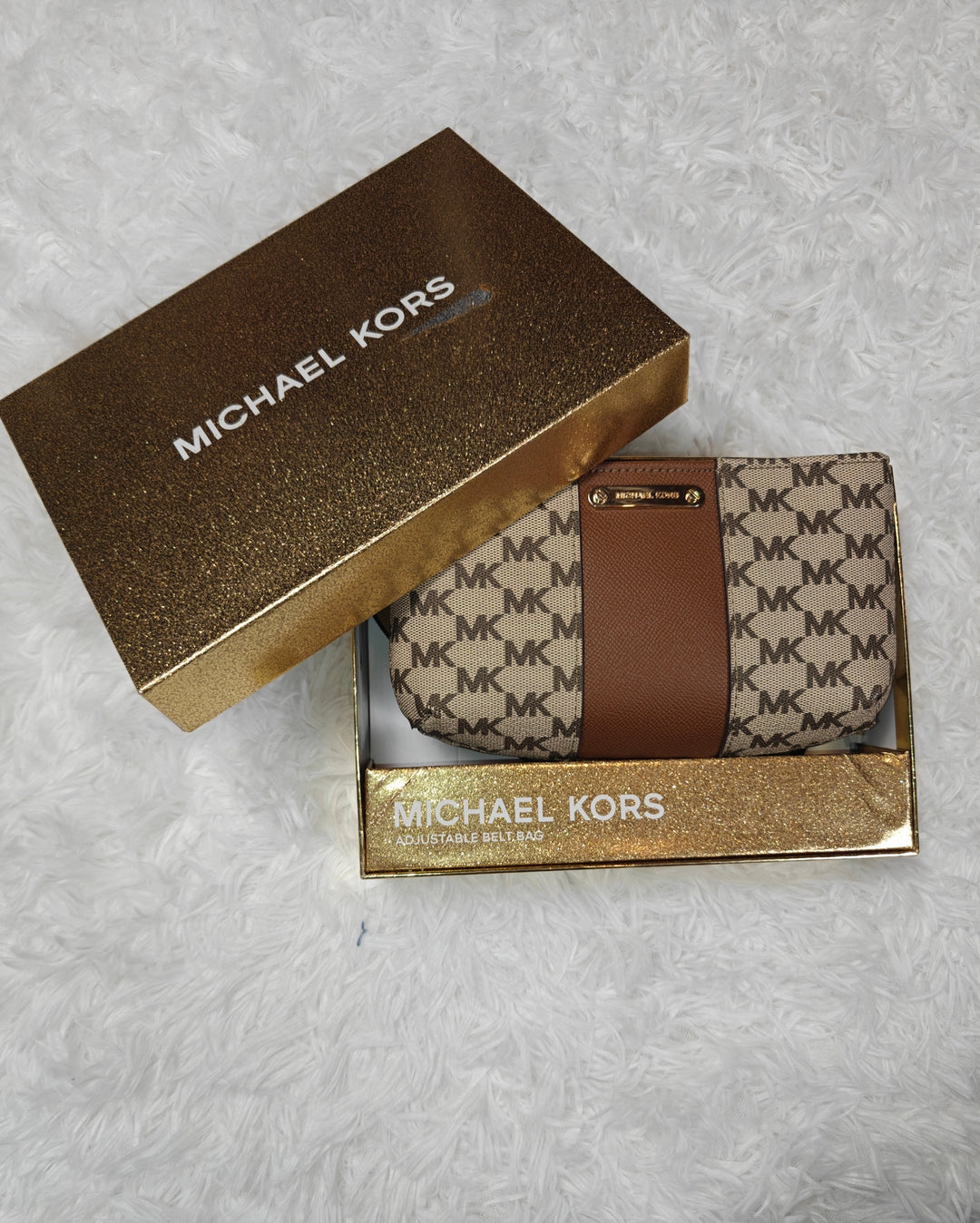 Womens Michael Kors Adjustable Belt Bag Beige Brown One Size