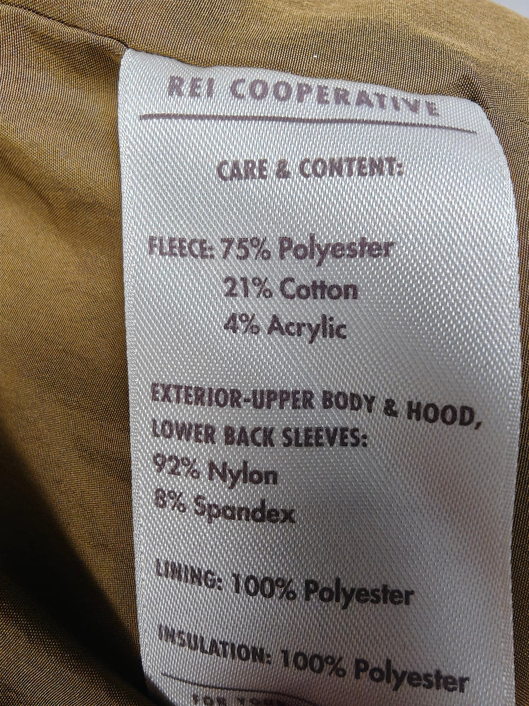REI Outdoor Hybrid Sherpa Fleece Insulated Puffer Jacket Brown Size XL