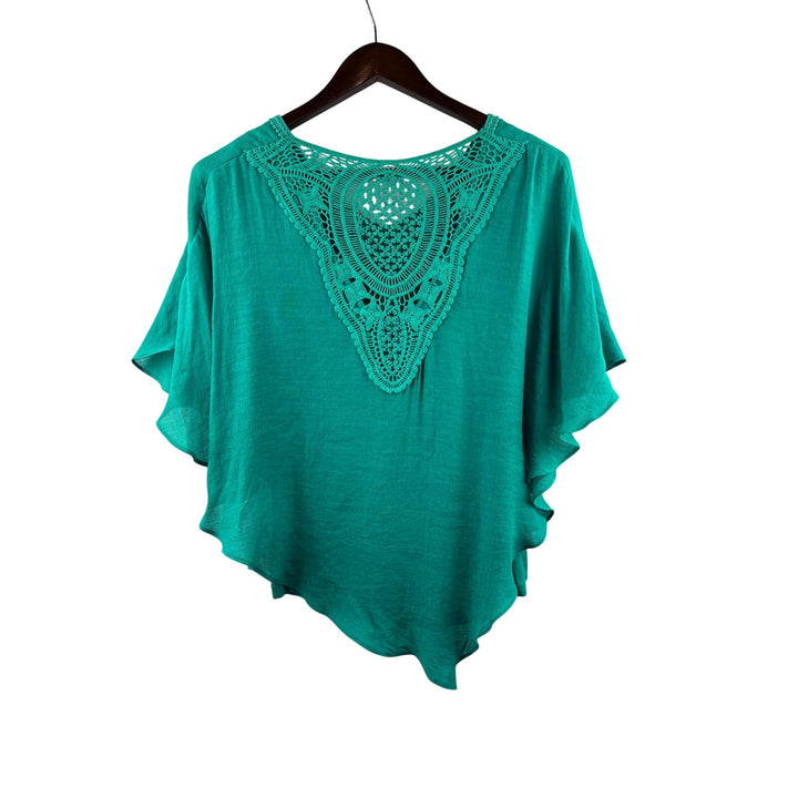 Women’s APT. 9 Medium Teal Blouse w/ Embroidery