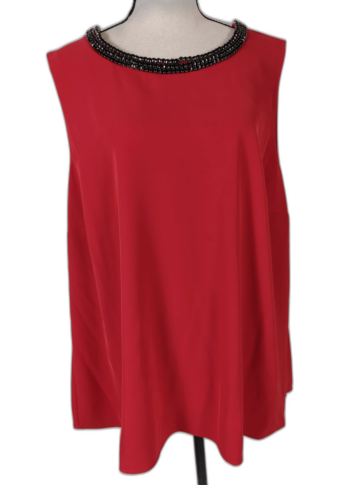 Womens Calvin Klein Sleeveless Embellished Blouse Red Size Unknown