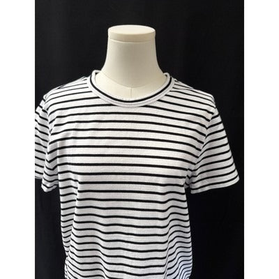 Modavella Womens Striped Short Sleeve T-Shirt Black & White S Cotton