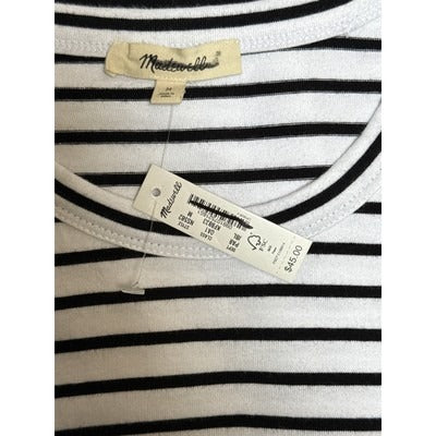 Modavella Womens Striped Short Sleeve T-Shirt Black & White S Cotton