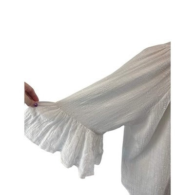 Women’s Karen Kane Size 1X White Bell Sleeve Blouse.