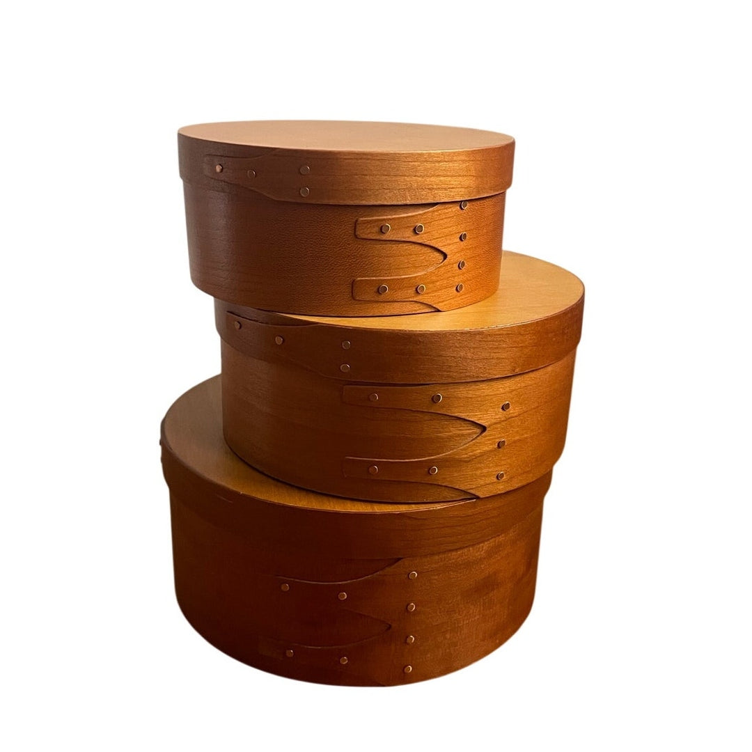 Set of 3 Round Wood Shaker Boxes Decorative Storage Cherry Homestead