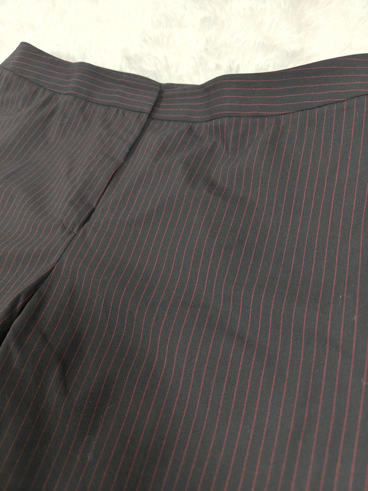 Women Lafayette 148 New York Black Burgundy Pinstripe Dress Pants Size 12