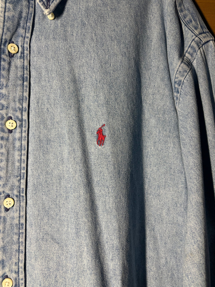 Vintage Ralph Lauren Blaire Denim Shirt 90s Oversized Light Wash