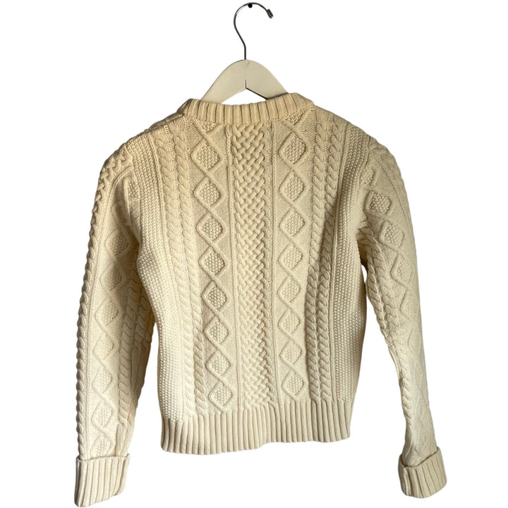 Mauro Grifoni Cream 100% Merino Wool Cableknit Fisherman Heritage Sweater size 6