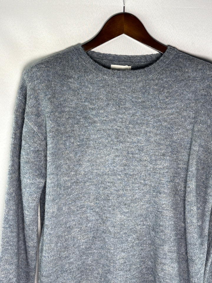 Moia Womens Blue Gray Alpaca Wool Blend Crewneck Sweater One Size