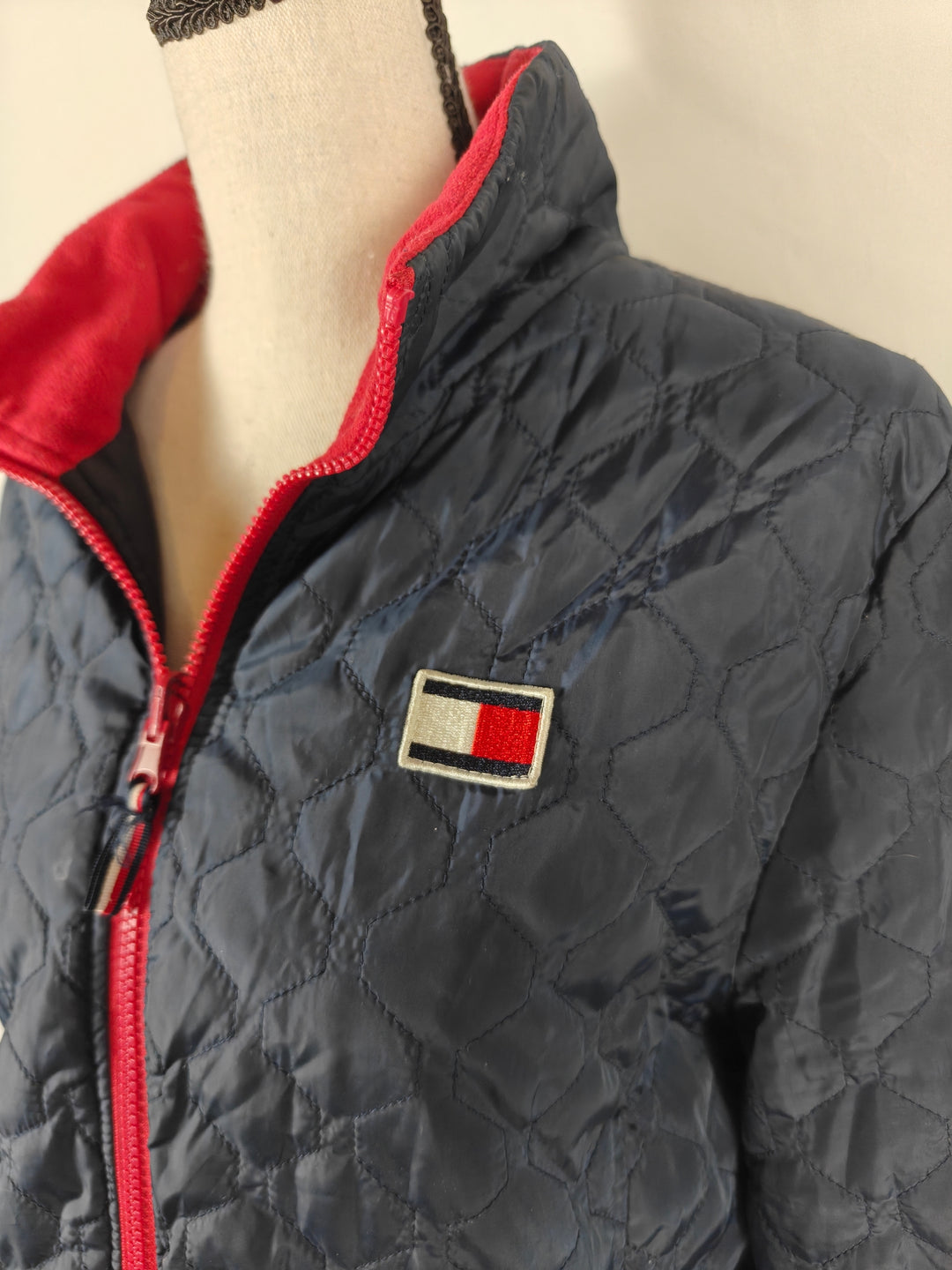 Womens Tommy Hilfiger Quilted Jacket Navy Blue Red Large
