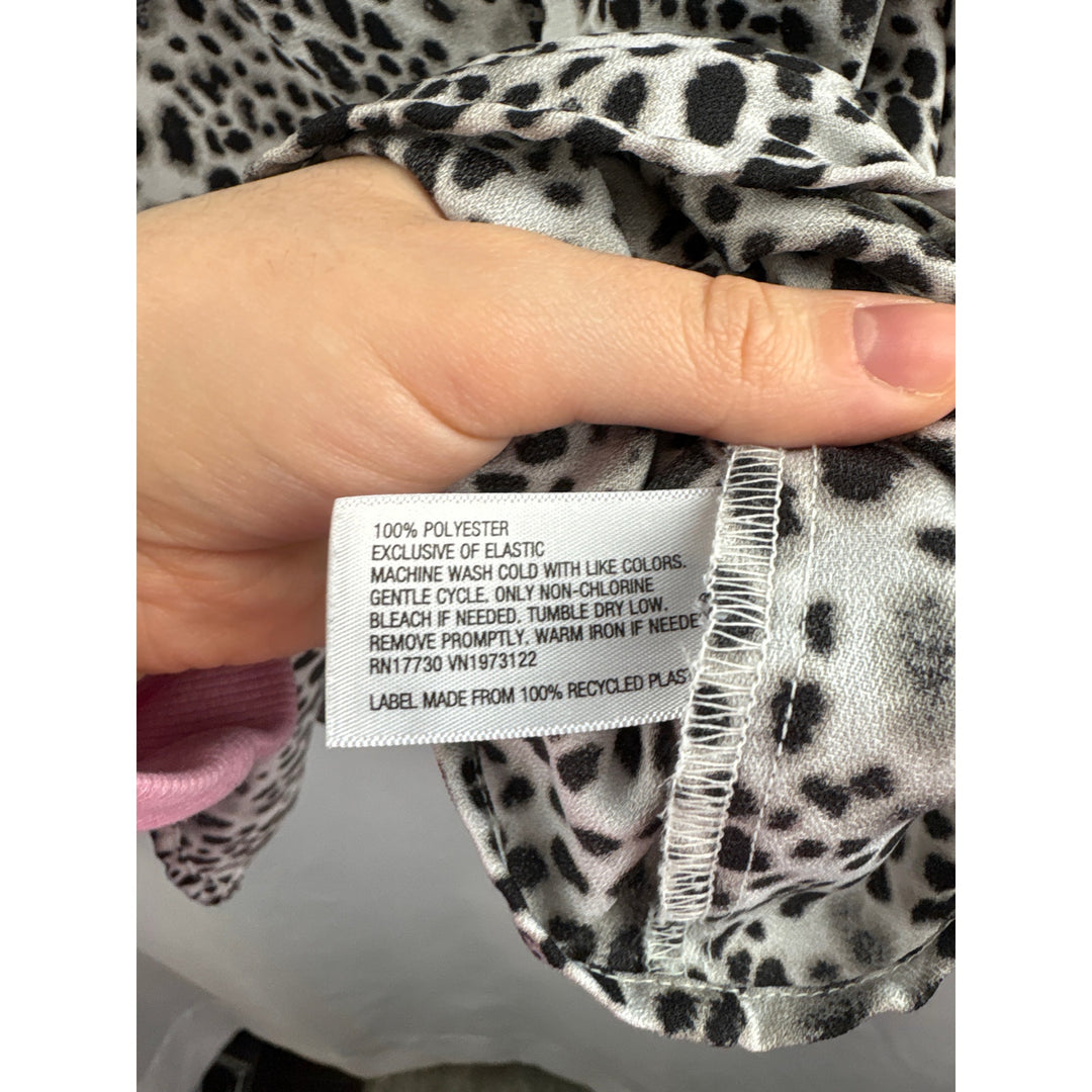Women’s A New Day Large White & Black Leopard Print Long Sleeve Blouse
