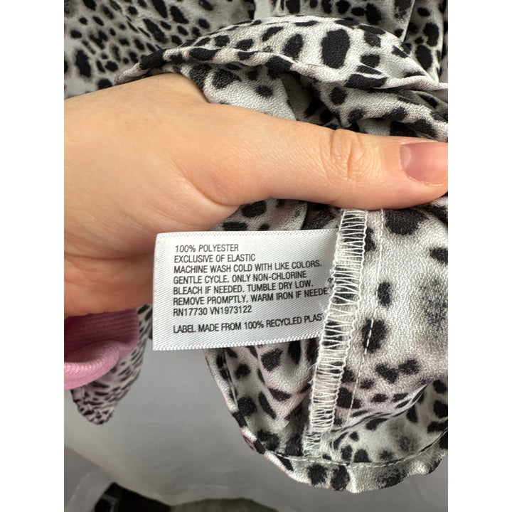 Women’s A New Day Large White & Black Leopard Print Long Sleeve Blouse
