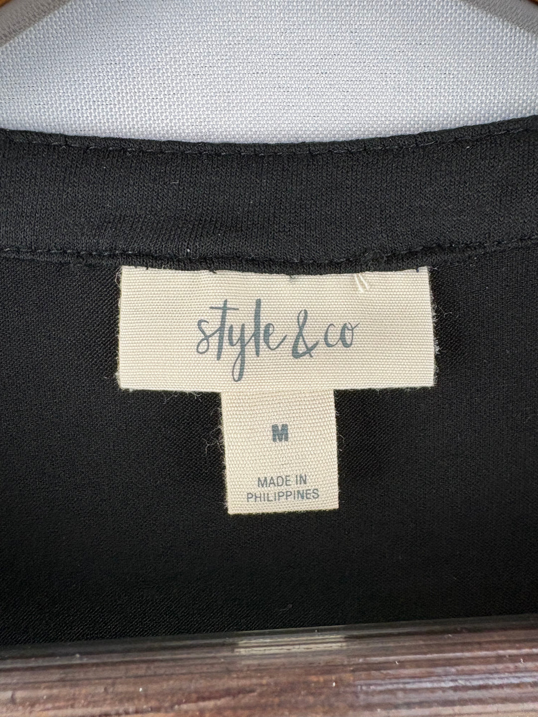 Women’s Style&Co Medium Black Half Button Blouse