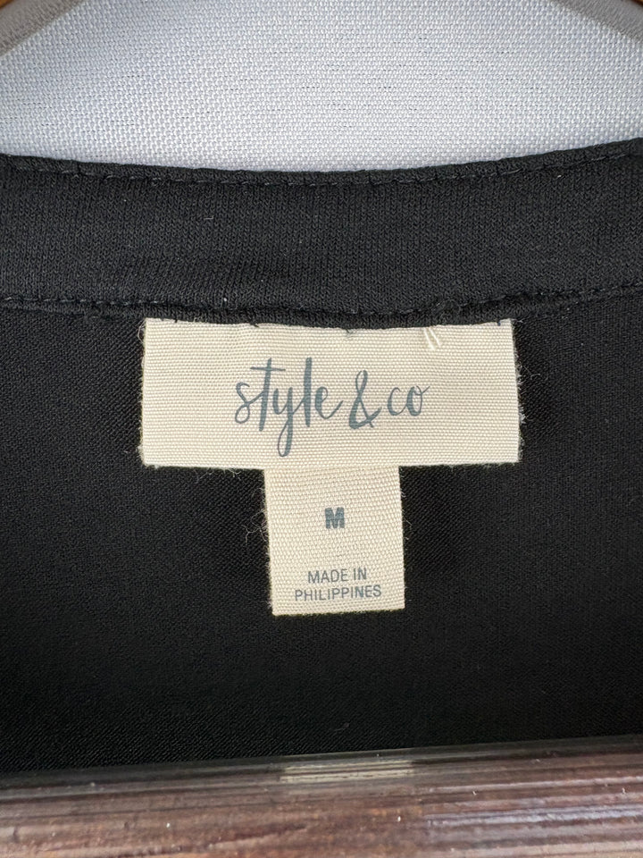 Women’s Style&Co Medium Black Half Button Blouse