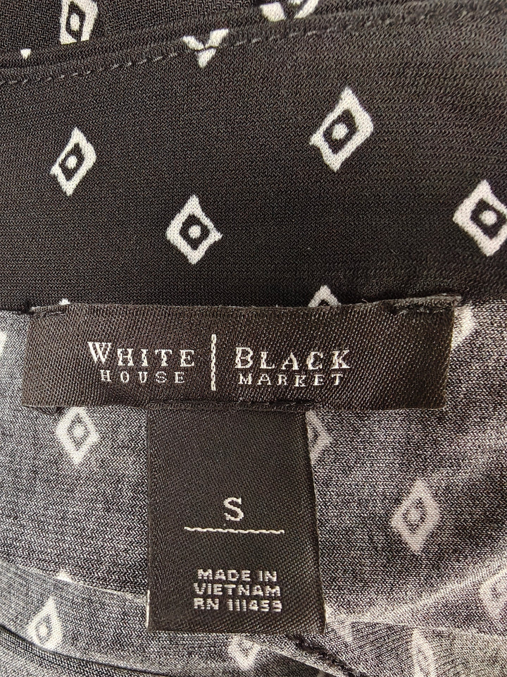 Women White House Black Market Ruffle Dress Black White Size S