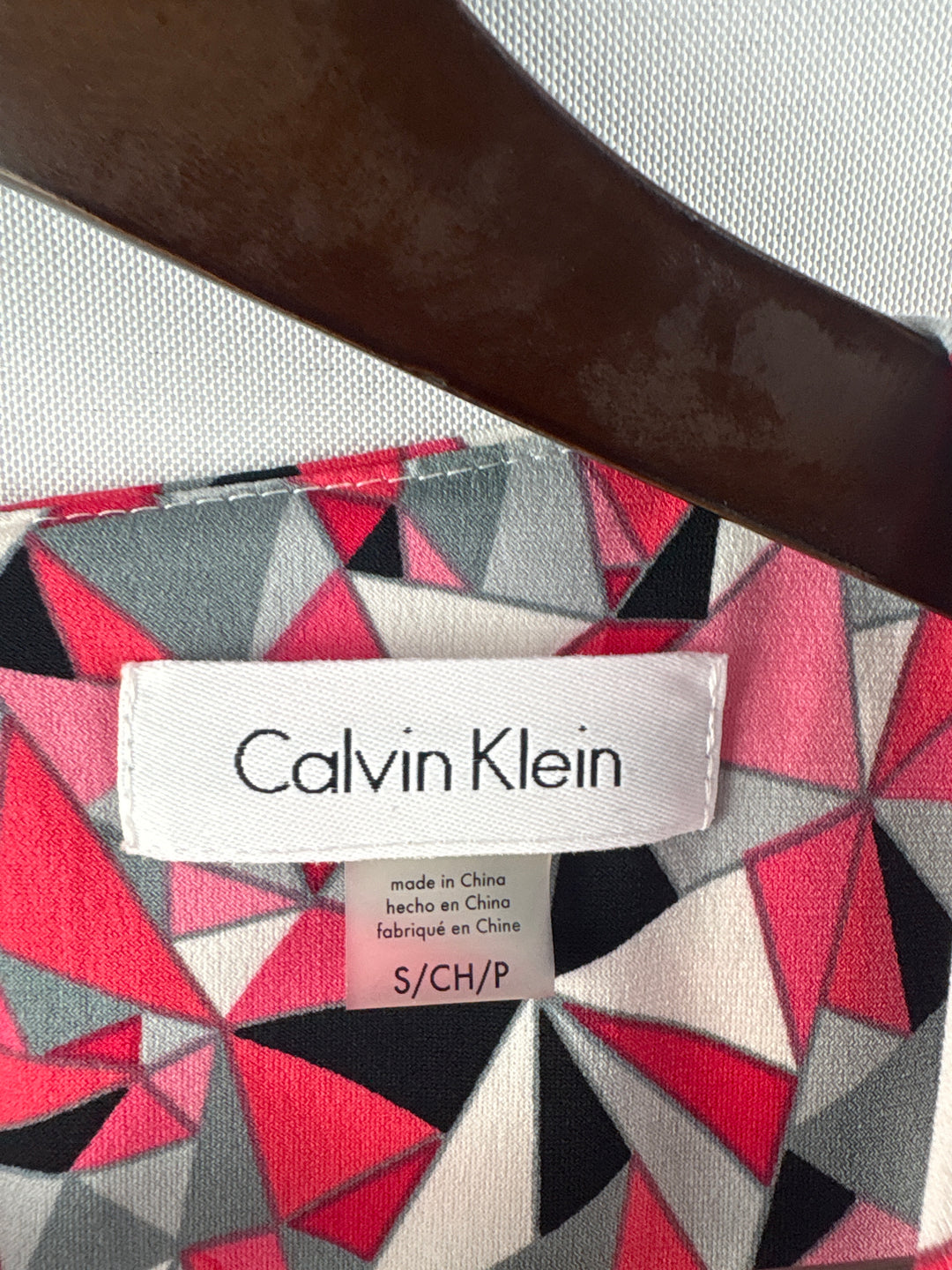 Women’s Calvin Klein Small Pink &amp; Gray Patterned Blouse