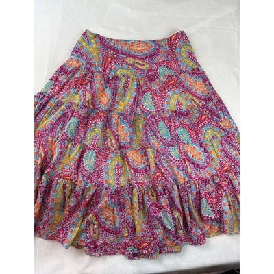 Lauren Ralph Lauren Womens Paisley Maxi Skirt 1X/1XG Cotton