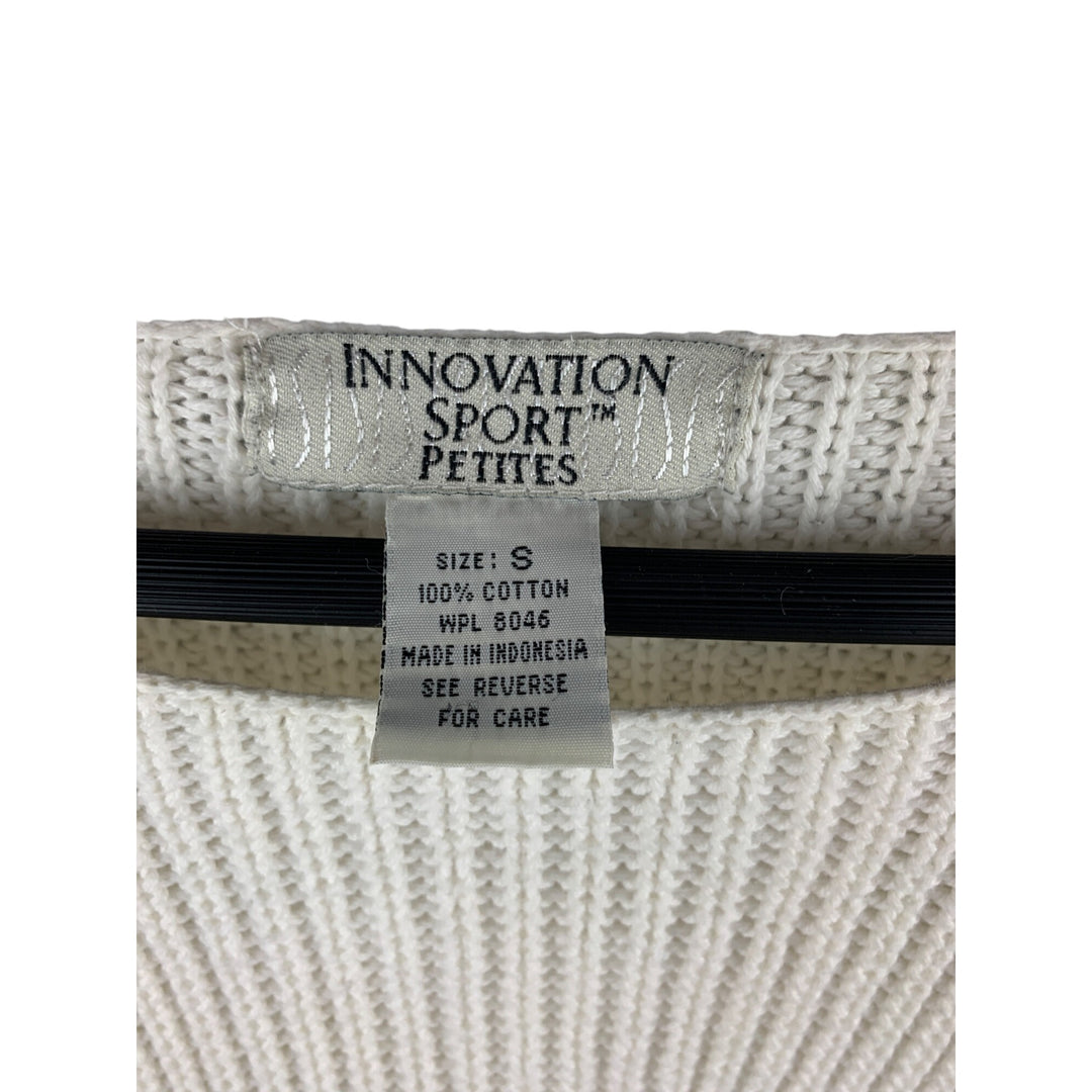Innovation Sport Petites White 100% Cotton Sweater Size S