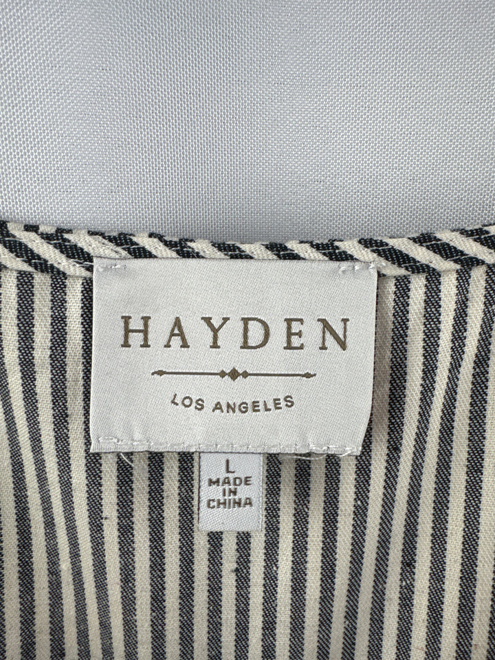 Women’s Hayden Large Black &amp; White Striped Sleeveless Jumpsuit