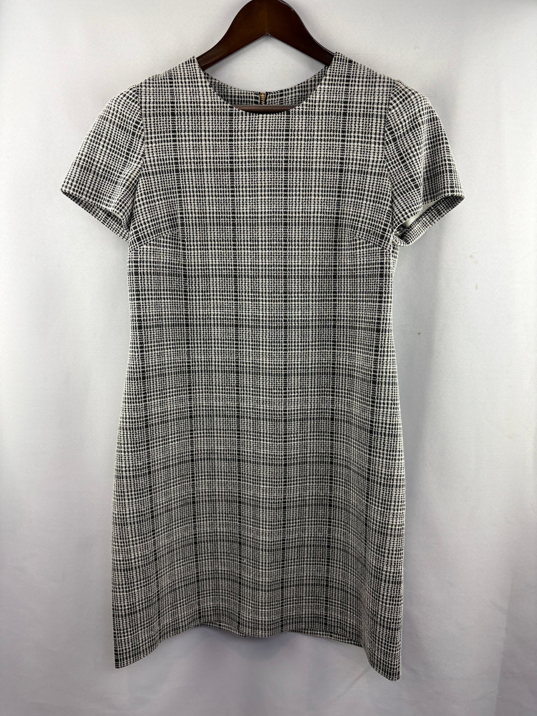 Women’s Calvin Klein Size 10 White & Black Plaid Midi Dress