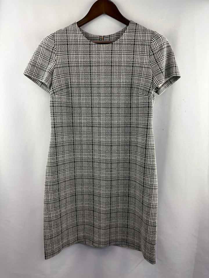 Women’s Calvin Klein Size 10 White & Black Plaid Midi Dress