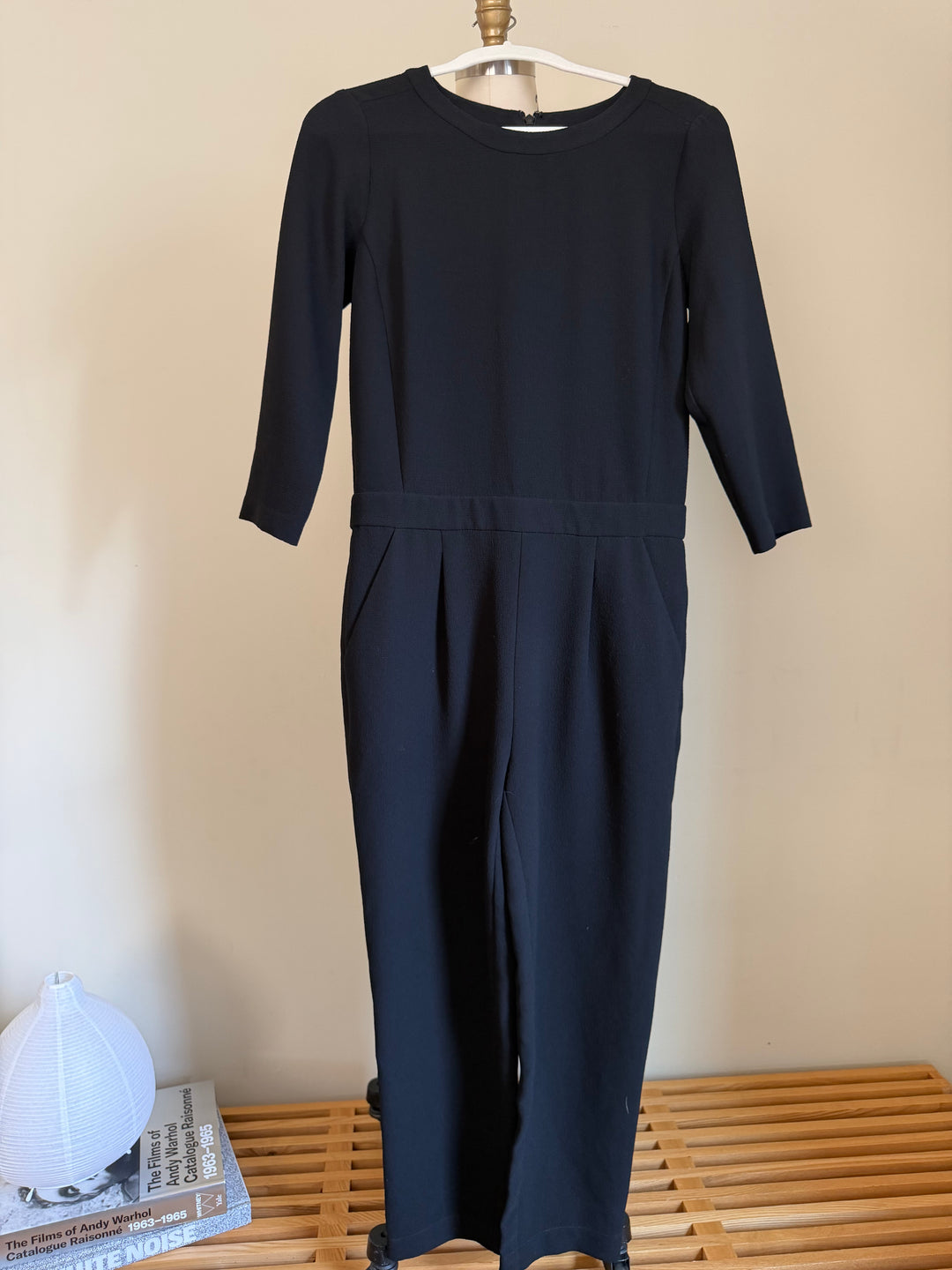 Madewell Black Pleated Waist Cropped Jumpsuit Size 0