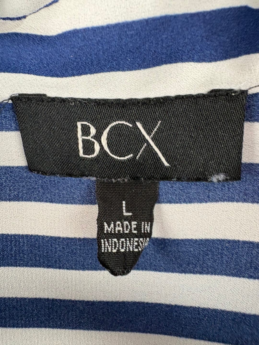 Women’s BCX Large Blue & White Striped Button Up