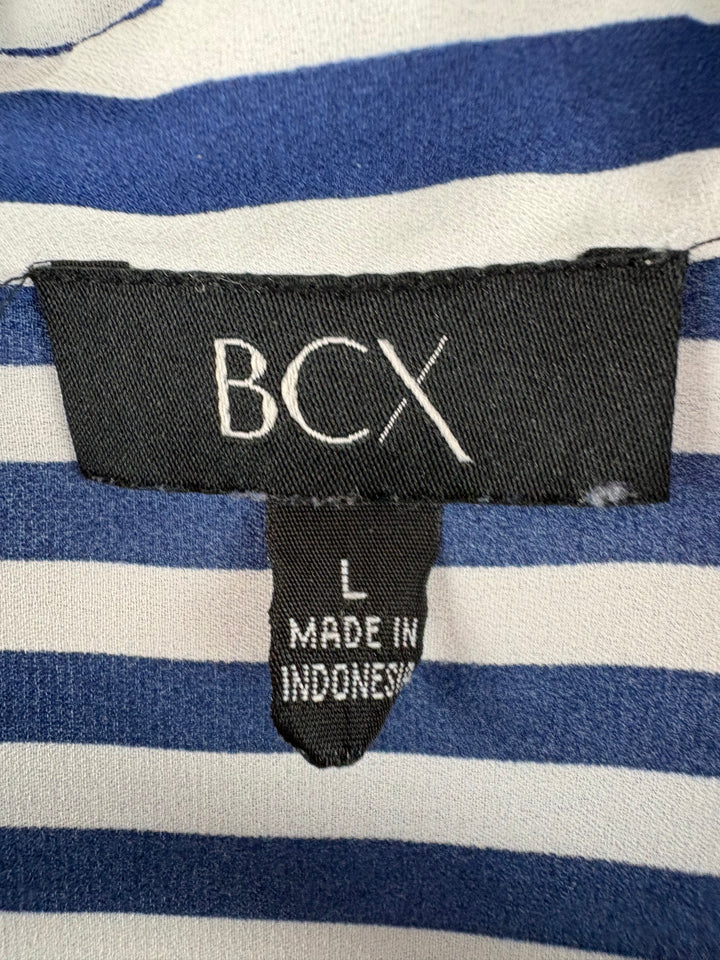 Women’s BCX Large Blue & White Striped Button Up