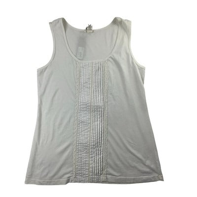 Ked O Deo Casual Elegance White Sleeveless Top L 100% Cotton