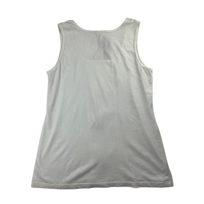Ked O Deo Casual Elegance White Sleeveless Top L 100% Cotton