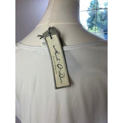Ked O Deo Casual Elegance White Sleeveless Top L 100% Cotton