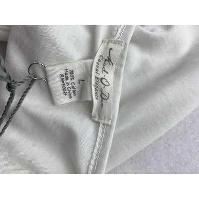 Ked O Deo Casual Elegance White Sleeveless Top L 100% Cotton