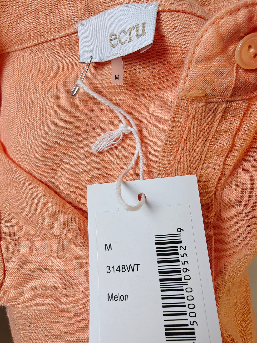 Womens Ecru Button Down Shirt Melon Size M